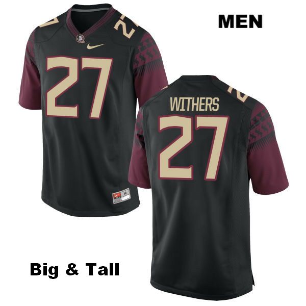 Men's NCAA Nike Florida State Seminoles #27 Tyriq Withers College Big & Tall Black Stitched Authentic Football Jersey DUH6569MB